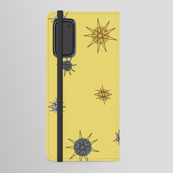 Atomic Age Starburst Planets Yellow Grey Android Wallet Case