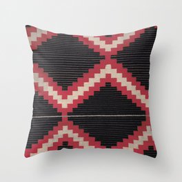 Red and White Moqui Stripe Southwest Navajo Rug Throw Pillow