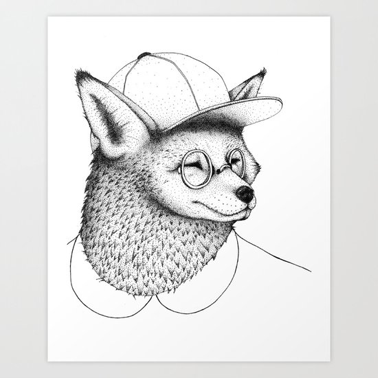 Hipster Fox Art Print