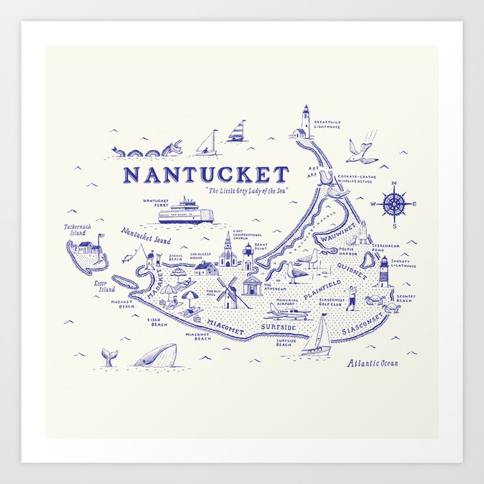 Nantucket Map Art Print