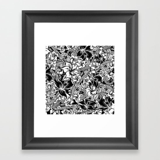 Snaky Fleur, Black 'n White Framed Art Print