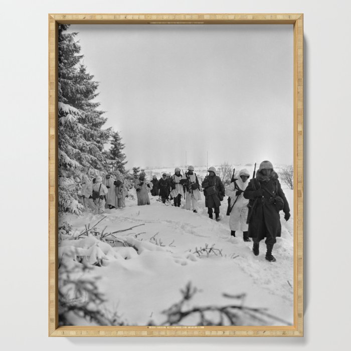 US Infantrymen Near Iveldingen Belgium - Battle Of The Bulge - 1945 Serving Tray