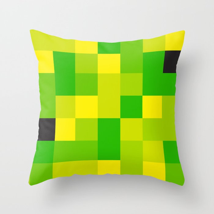 Green and Yellow Tech Check Throw Pillow