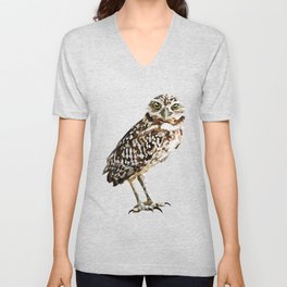 Low Poly  Burrowing Owl V Neck T Shirt