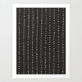 Dotted Lines White On Dark Grey Art Print