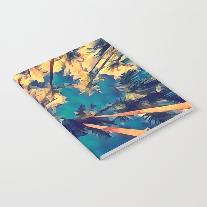 Palm trees with blue sky and white clouds Notebook