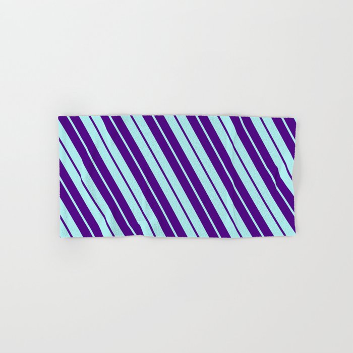 Indigo and Turquoise Colored Lines Pattern Hand & Bath Towel