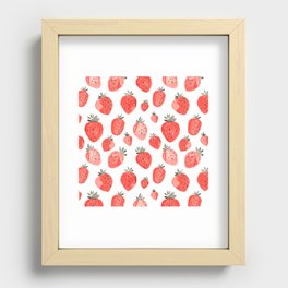 Watercolor Strawberries Pattern Recessed Framed Print