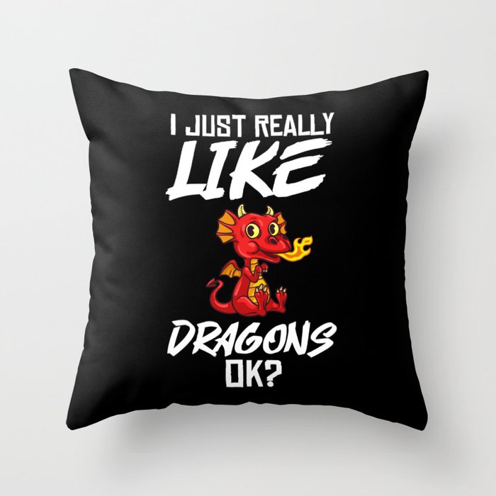 Dragon Head Funny Cute Fantasy Creature Throw Pillow