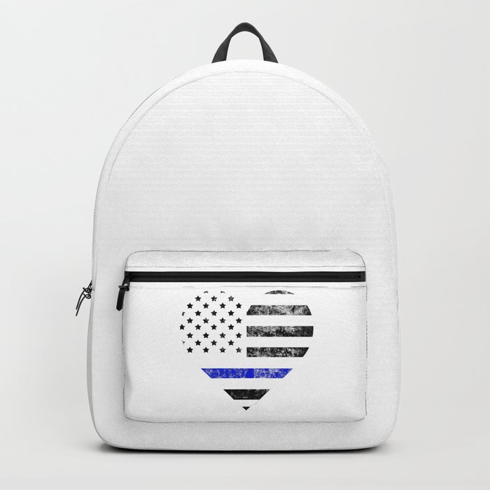 Thin Blue Line Police Officer LEO USA America Flag Heart Gift Cop