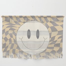 smiley warp checked in beige gray Wall Hanging