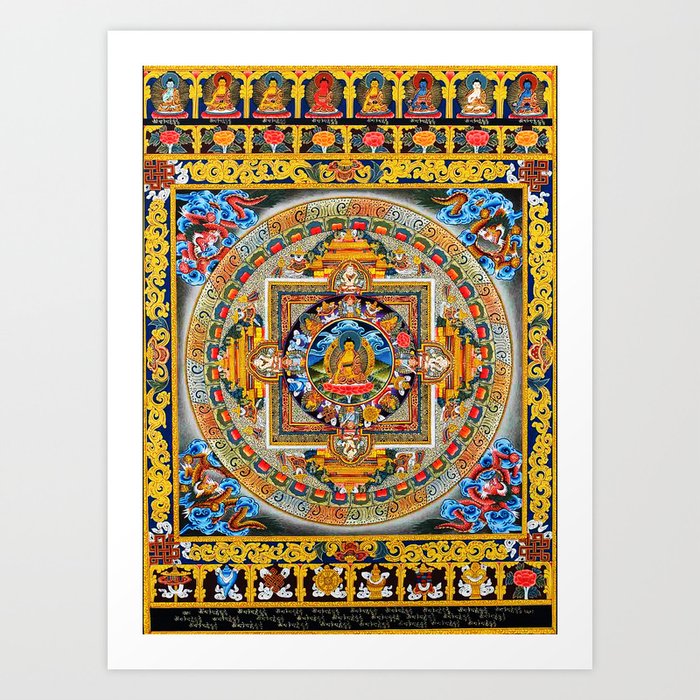 Buddhist Mandala Gold Tangka Wisdom Art Print