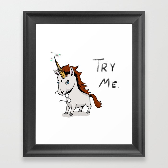 Try Me Unicorn Framed Art Print