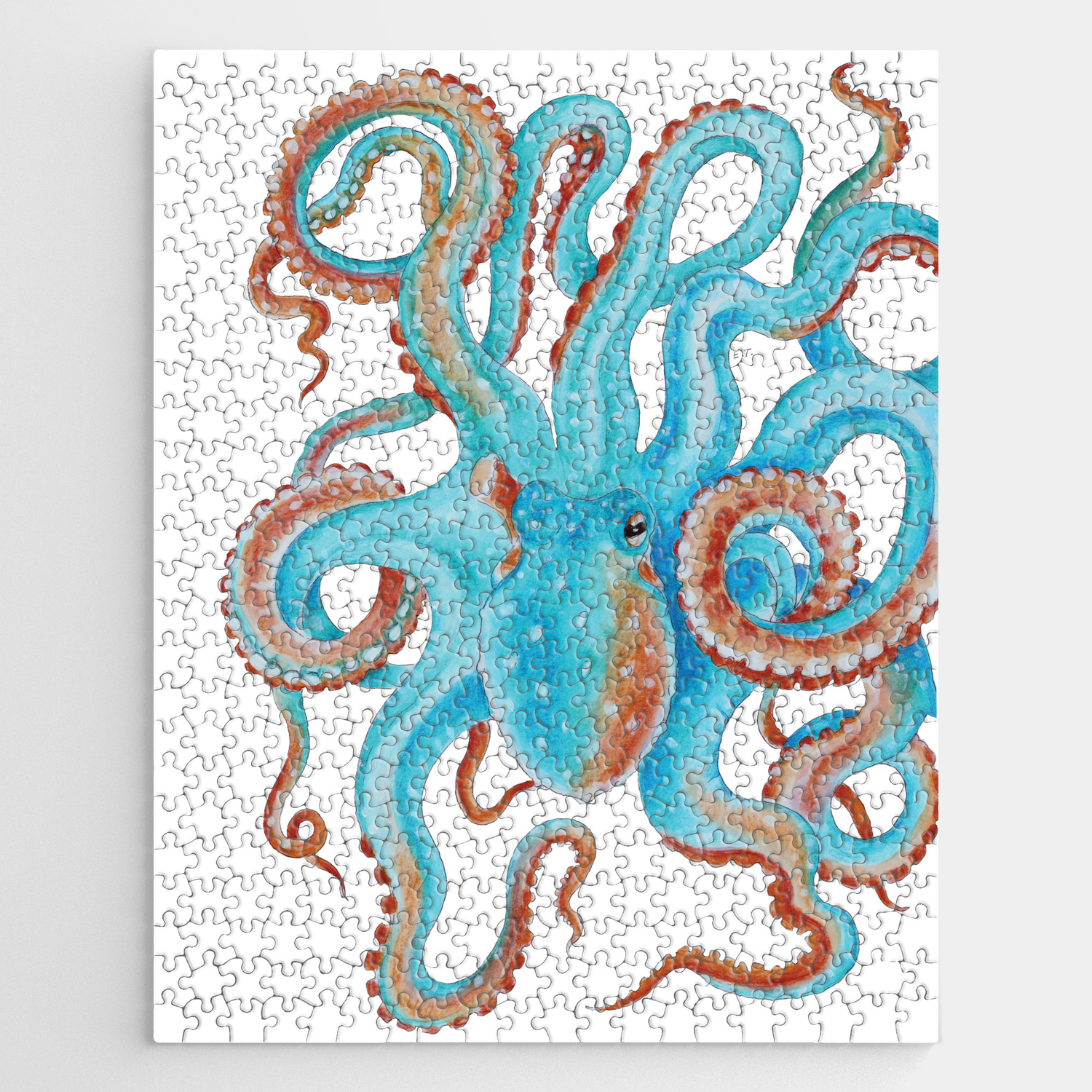 Tablecloth Blue Octopus Ocean Cephalopod Tentacles Squid Nautical Cotton Sateen 