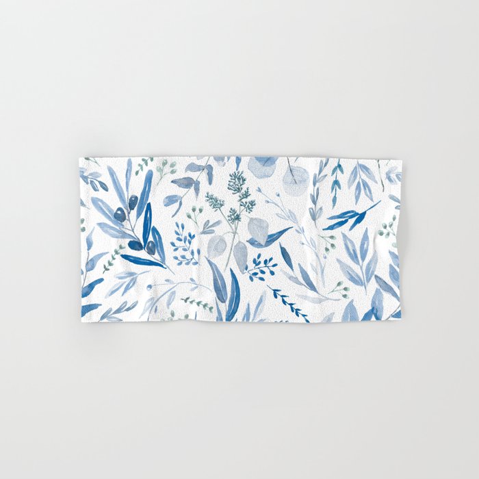 Blue Eucalyptus Pattern Hand & Bath Towel