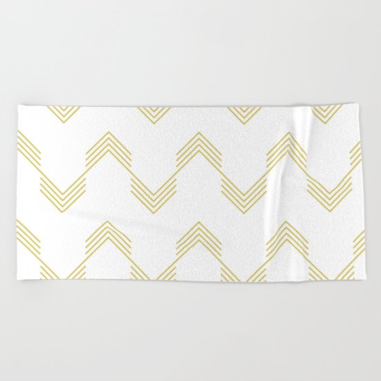 Simply Deconstructed Chevron Mod Yellow on White Beach Towel