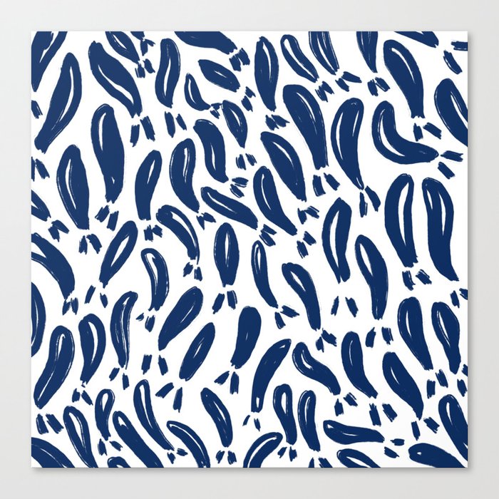 Blue Fishes Ocean Indigo Sea Pattern Canvas Print