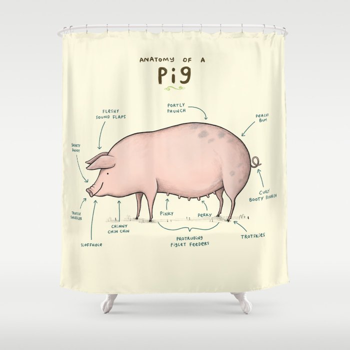 Anatomy Of A Pig Shower Curtain By, Pig Shower Curtain