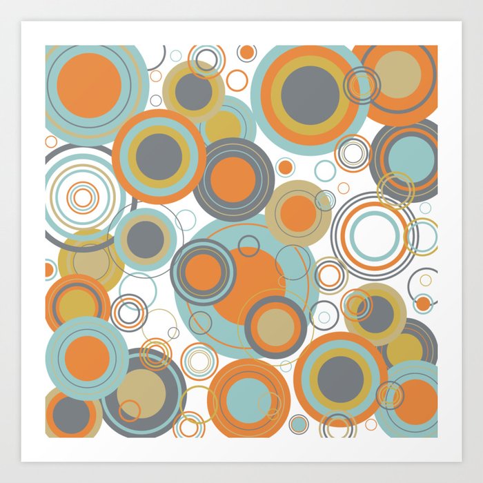 Retro Mid Century Modern Circles Geometric Bubbles Pattern
