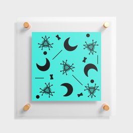 Moons & Stars Atomic Era Abstract Turquoise Floating Acrylic Print