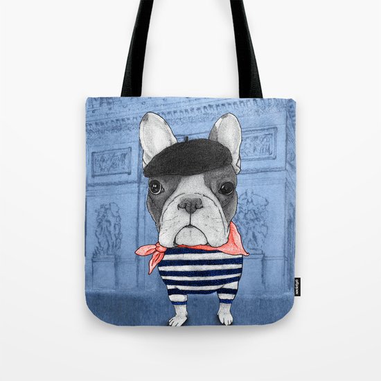 Frenchie with Arc de Triomphe Tote Bag