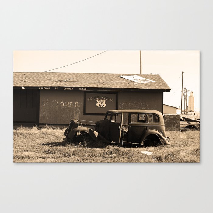 Route 66 - Rusty Wreck 2007 Sepia Canvas Print