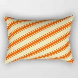 [ Thumbnail: Pale Goldenrod & Red Colored Lined Pattern Rectangular Pillow ]