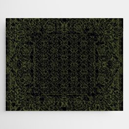 Bandana Inspired Pattern | Green on Black Jigsaw Puzzle