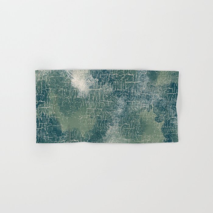 Grunge Abstract Art In Teal Olive Green And Cream Hand Bath