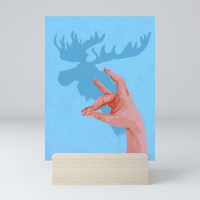 Moose Shadow Puppet Acrylic Painting Mini Art Print