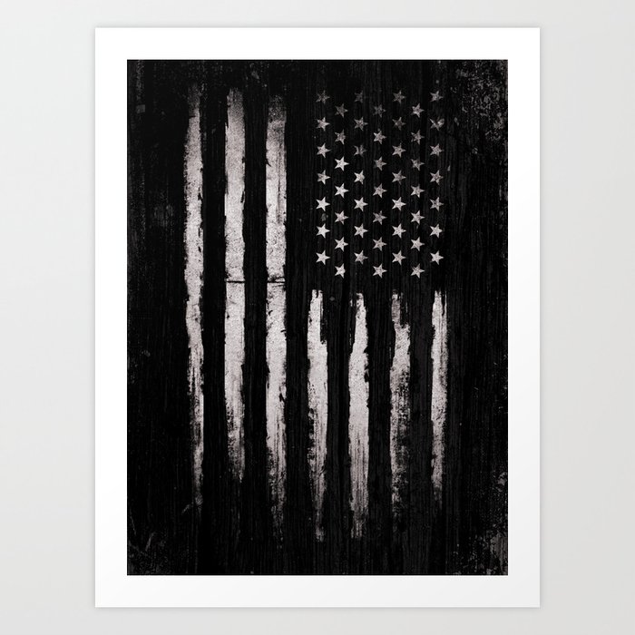 White Grunge American flag Art Print