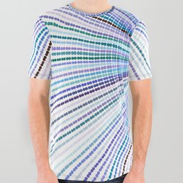 Blue Purple Green Line Pattern All Over Graphic Tee