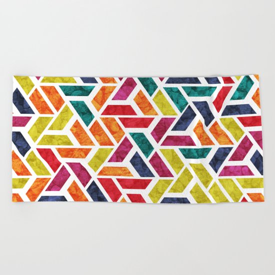 Seamless Colorful Geometric Pattern XII Beach Towel