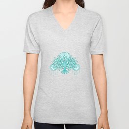 Aqua Mandala V Neck T Shirt