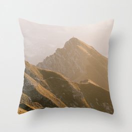 Green mountain peak in the warm morning light | Landscape Photography | Art Print Throw Pillow