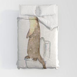 Otter in the bathroom painting watercolour Comforter