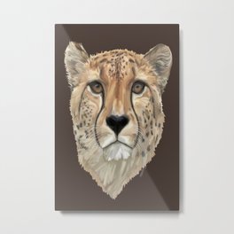 Watercolor Cheetah Portrait Metal Print