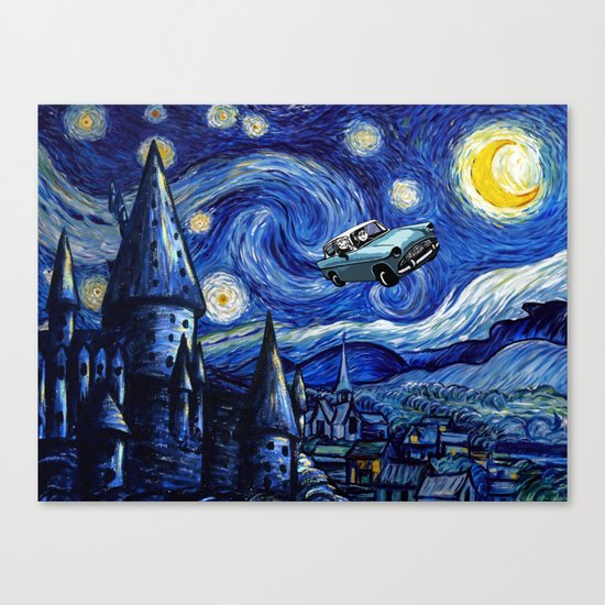Harry And Ron on The Flying Car Canvas Print