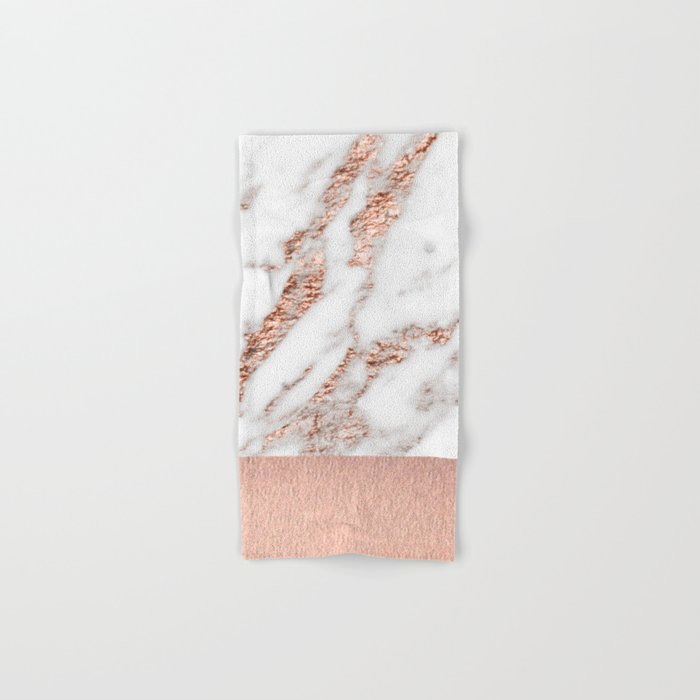 Rose gold marble and foil Hand & Bath Towel
