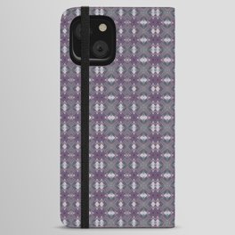 Purple Green Diamond Crisscross Geometric Art iPhone Wallet Case