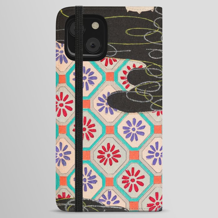 Abstract Geometric Pattern Vintage Japanese Print iPhone Wallet Case