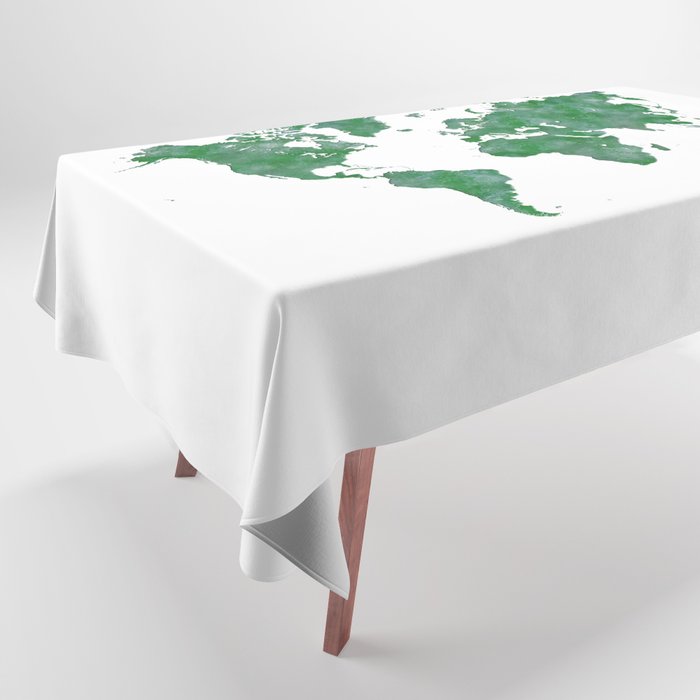 world map in watercolor-green color Tablecloth