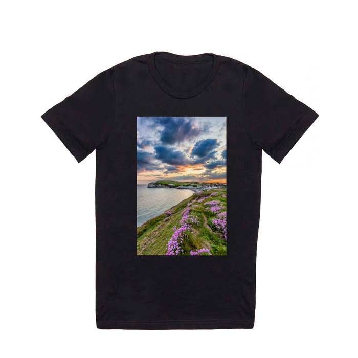 Freshwater Bay Sea Thrift Sunset (V) T Shirt