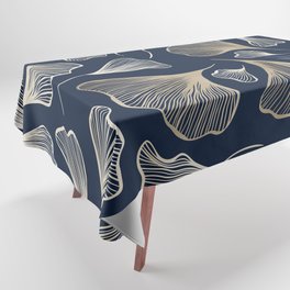Festive, Gingko Leaves, Floral Prints, Navy Blue Tablecloth