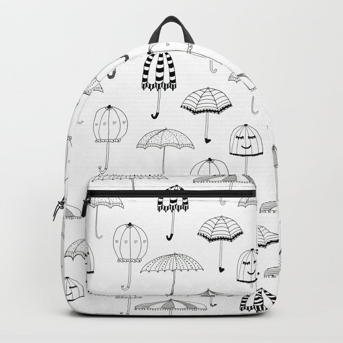 Happy Umbrellas Pattern - white Backpack