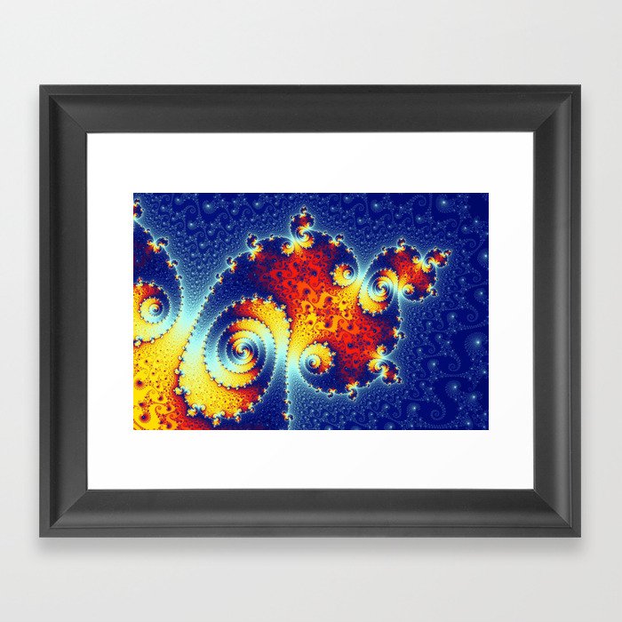 Fire in the Stars Mandelbrot Fractal Framed Art Print