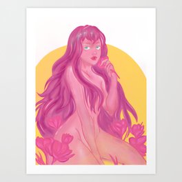 Purple Flower Girl Art Print