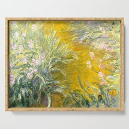 The Path through the Irises (1914-1917) by Claude Monet, high resolution famous painting Serving Tray