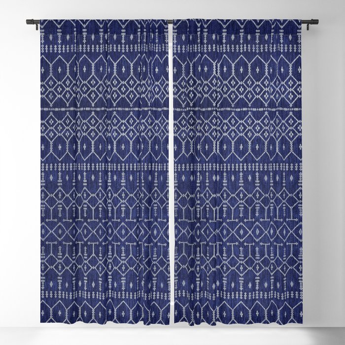 N111 - Jean Fabric, Farmhouse & Rustic Traditional Moroccan Style Artwork. Blackout Curtain