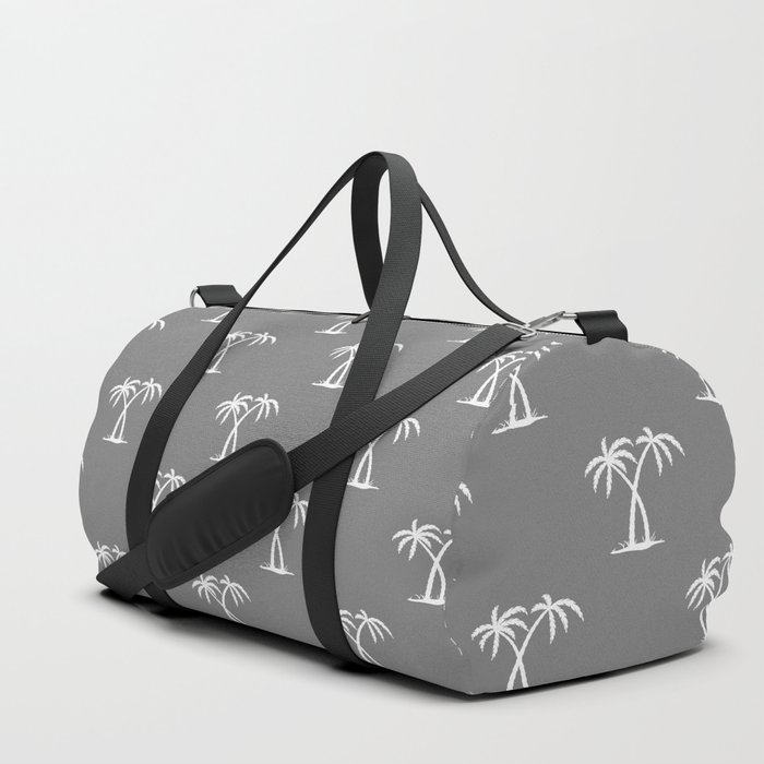 Grey And White Palm Trees Pattern Duffle Bag
